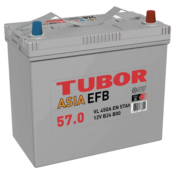 Аккумулятор TUBOR 57 Ач 450 А (EN), обратная полярность, B24