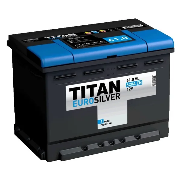 Аккумулятор TITAN EURO SILVER 61 Ач 600 А (EN), обратная полярность, LN2